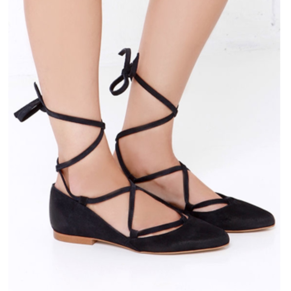 MTNG SUEDE ANKLE WRAP FLATS